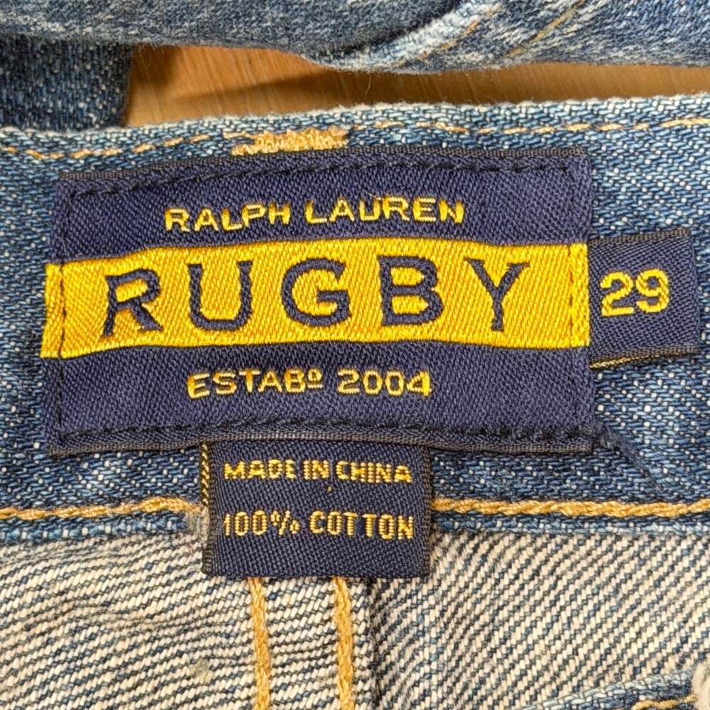 Rugby Ralph Lauren Womens Bootcut Jeans Medium Wash Blue Distressed Size 29 Y2K - Picture 3 of 11